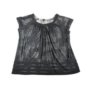 Worthington Woman Womens Shirt 3X Black Plus Size Round Neck Sleeveless